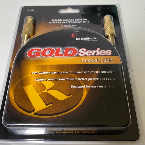 RadioShack Coax Video Cable Gold Series 15-1542, 6 FOOT LONG, New in pkg - Picture 2 of 4